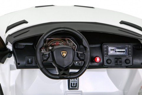 Lamborghini SVJ DRIFT dla 2 dzieci Biały + Funkcja driftu + Pilot + MP3 LED + Wolny Start Lamborghini SVJ DRIFT dla 2 dzieci Biały + Funkcja driftu + Pilot + MP3 LED + Wolny Start