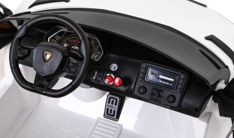 Lamborghini SVJ DRIFT dla 2 dzieci Biały + Funkcja driftu + Pilot + MP3 LED + Wolny Start Lamborghini SVJ DRIFT dla 2 dzieci Biały + Funkcja driftu + Pilot + MP3 LED + Wolny Start