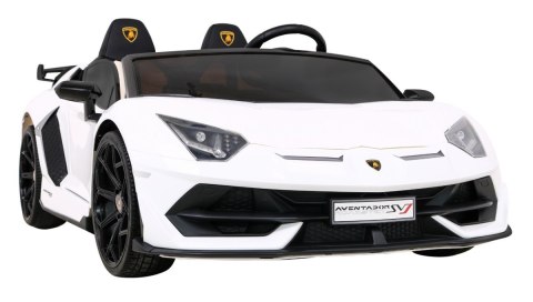 Lamborghini SVJ DRIFT dla 2 dzieci Biały + Funkcja driftu + Pilot + MP3 LED + Wolny Start Lamborghini SVJ DRIFT dla 2 dzieci Biały + Funkcja driftu + Pilot + MP3 LED + Wolny Start