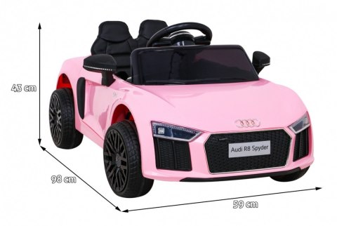 Audi R8 na akumulator dla dzieci Różowy + Pilot + EVA + Wolny Start + MP3 LED Audi R8 na akumulator dla dzieci Różowy + Pilot + EVA + Wolny Start + MP3 LED