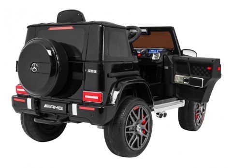 Mercedes AMG G63 dla dzieci Lakier Czarny + Pilot + MP3 LED + Wolny Start + EVA + Pasy Mercedes AMG G63 dla dzieci Lakier Czarny + Pilot + MP3 LED + Wolny Start + EVA + Pasy
