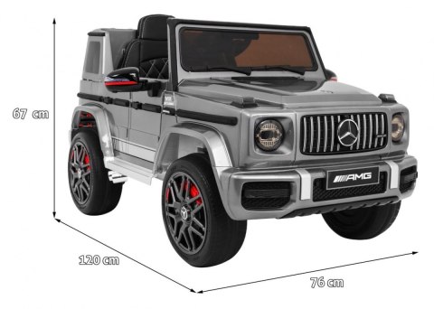 Mercedes AMG G63 dla dzieci Lakier Srebrny + Pilot + MP3 LED + Wolny Start + EVA + Pasy Mercedes AMG G63 dla dzieci Lakier Srebrny + Pilot + MP3 LED + Wolny Start + EVA + Pasy