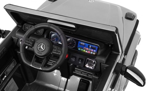 Mercedes AMG G63 dla dzieci Lakier Srebrny + Pilot + MP3 LED + Wolny Start + EVA + Pasy Mercedes AMG G63 dla dzieci Lakier Srebrny + Pilot + MP3 LED + Wolny Start + EVA + Pasy