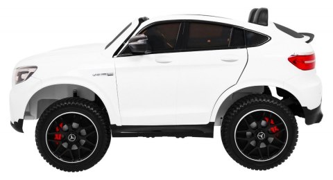 Auto Mercedes GLC 63S dla dzieci Biały + Napęd 4x4 + MP4 + LED + Ekoskóra + Wolny Start + EVA Auto Mercedes GLC 63S dla dzieci Biały + Napęd 4x4 + MP4 + LED + Ekoskóra + Wolny Start + EVA