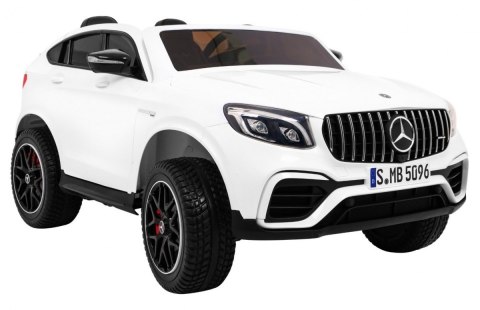 Auto Mercedes GLC 63S dla dzieci Biały + Napęd 4x4 + MP4 + LED + Ekoskóra + Wolny Start + EVA Auto Mercedes GLC 63S dla dzieci Biały + Napęd 4x4 + MP4 + LED + Ekoskóra + Wolny Start + EVA