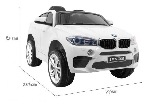 BMW X6M Elektryczne Autko dla dzieci Biały + Pilot + EVA + Wolny Start + Panel audio + LED BMW X6M Elektryczne Autko dla dzieci Biały + Pilot + EVA + Wolny Start + Panel audio + LED