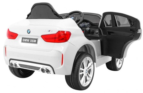 BMW X6M Elektryczne Autko dla dzieci Biały + Pilot + EVA + Wolny Start + Panel audio + LED BMW X6M Elektryczne Autko dla dzieci Biały + Pilot + EVA + Wolny Start + Panel audio + LED