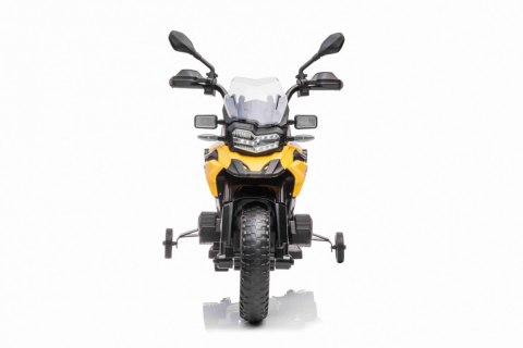 Motor BMW F850 GS na akumulator dla dzieci Żółty + Kółka pomocnicze + Audio LED + Wolny Start + EVA Motor BMW F850 GS na akumulator dla dzieci Żółty + Kółka pomocnicze + Audio LED + Wolny Start + EVA