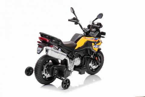 Motor BMW F850 GS na akumulator dla dzieci Żółty + Kółka pomocnicze + Audio LED + Wolny Start + EVA Motor BMW F850 GS na akumulator dla dzieci Żółty + Kółka pomocnicze + Audio LED + Wolny Start + EVA