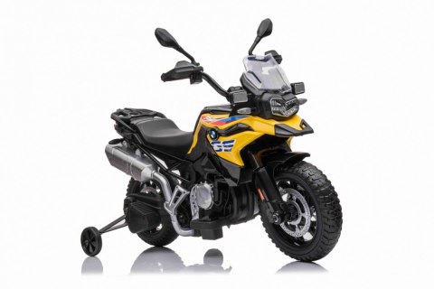 Motor BMW F850 GS na akumulator dla dzieci Żółty + Kółka pomocnicze + Audio LED + Wolny Start + EVA Motor BMW F850 GS na akumulator dla dzieci Żółty + Kółka pomocnicze + Audio LED + Wolny Start + EVA