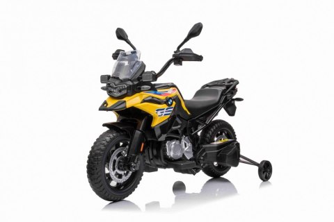 Motor BMW F850 GS na akumulator dla dzieci Żółty + Kółka pomocnicze + Audio LED + Wolny Start + EVA Motor BMW F850 GS na akumulator dla dzieci Żółty + Kółka pomocnicze + Audio LED + Wolny Start + EVA