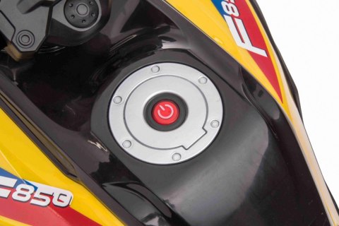 Motor BMW F850 GS na akumulator dla dzieci Żółty + Kółka pomocnicze + Audio LED + Wolny Start + EVA Motor BMW F850 GS na akumulator dla dzieci Żółty + Kółka pomocnicze + Audio LED + Wolny Start + EVA