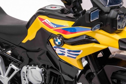 Motor BMW F850 GS na akumulator dla dzieci Żółty + Kółka pomocnicze + Audio LED + Wolny Start + EVA Motor BMW F850 GS na akumulator dla dzieci Żółty + Kółka pomocnicze + Audio LED + Wolny Start + EVA
