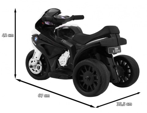 Motor BMW S1000 RR Mini na akumulator dla dzieci Czarny + 3 koła + Dźwięki + LED Motor BMW S1000 RR Mini na akumulator dla dzieci Czarny + 3 koła + Dźwięki + LED